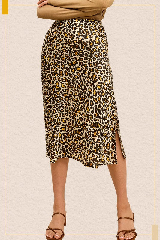 Golden Leopard Satin Skirt