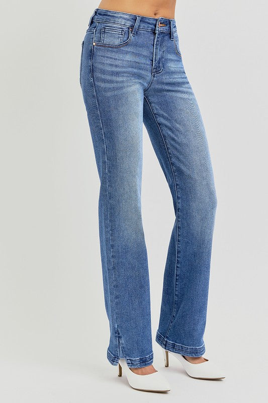 Risen Mid Rise Ankle Straight Jeans