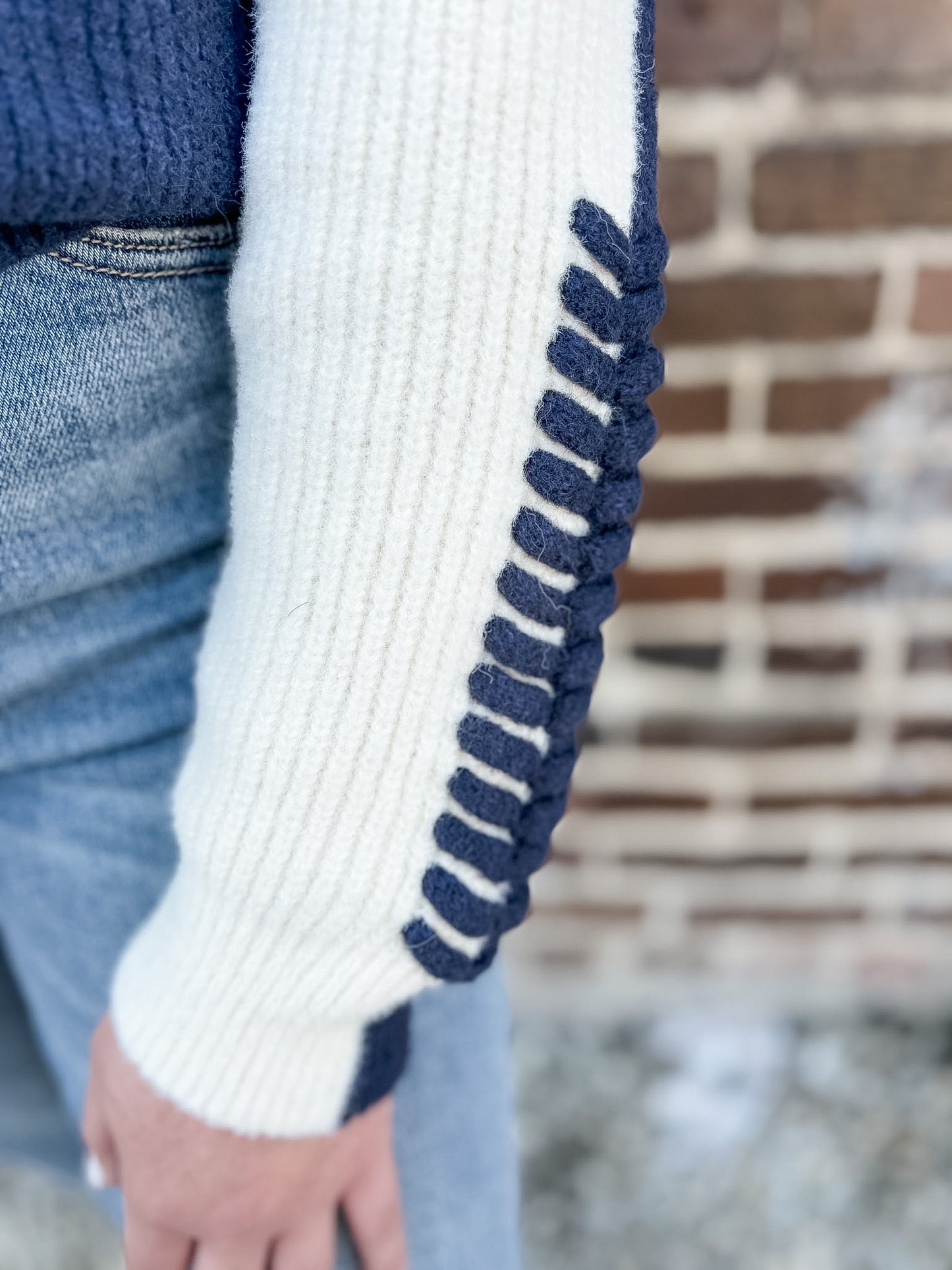 Cozy & Free Navy Contrast Sweater