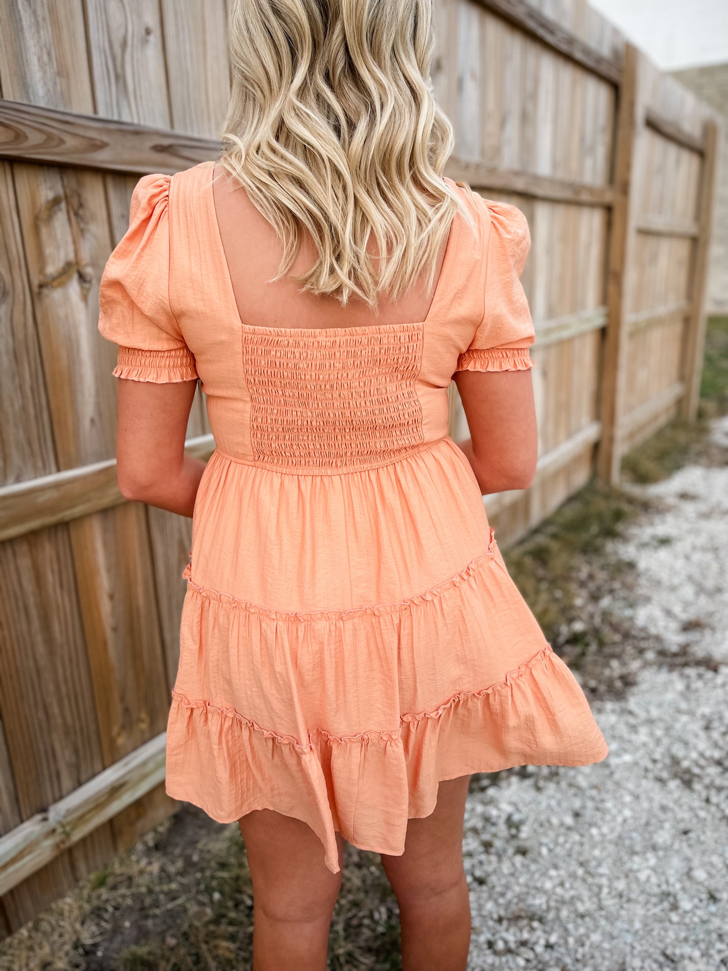 Small Town Girl Apricot Mini Dress