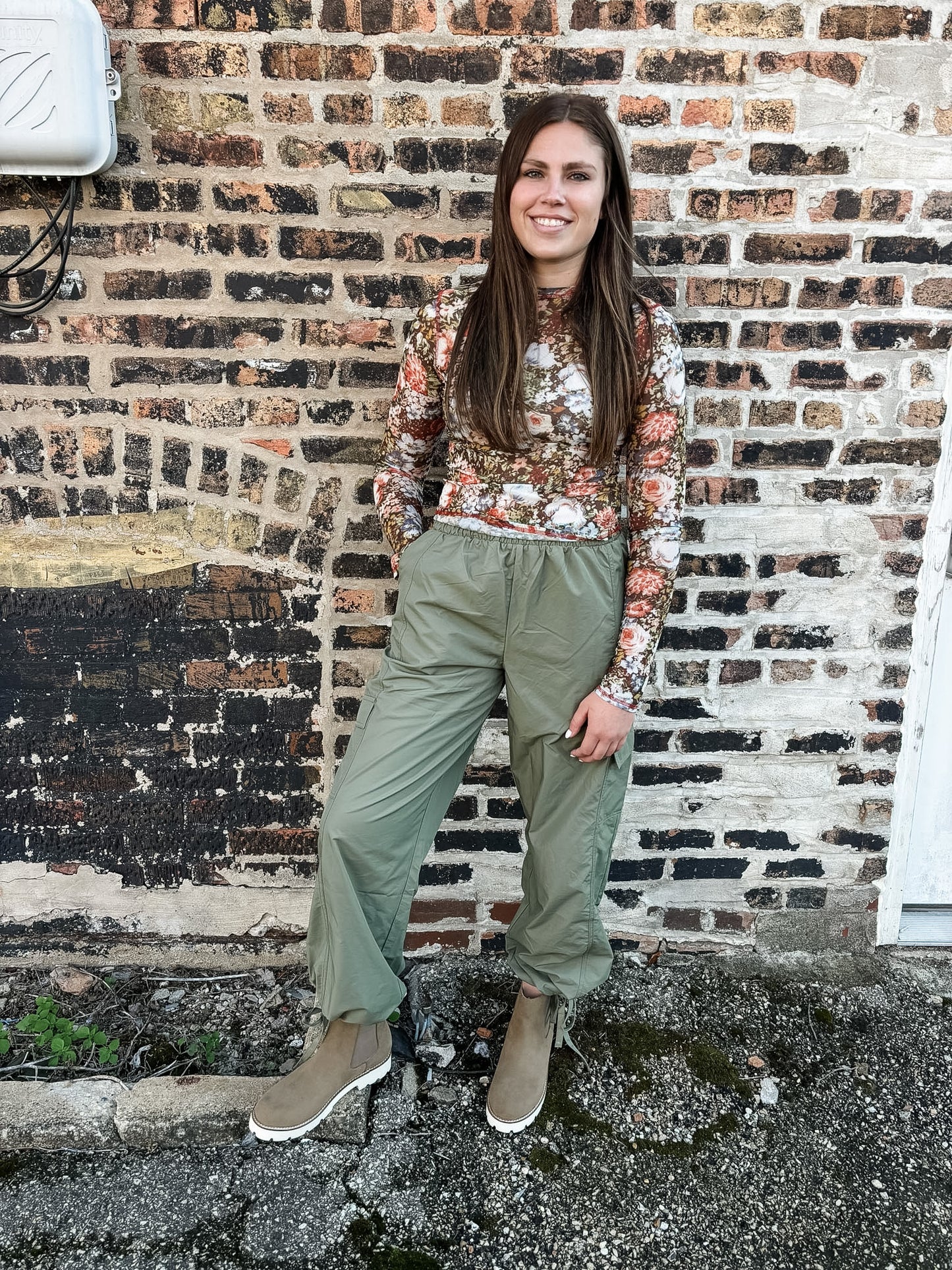 On Trend Olive Green Parachute Pants