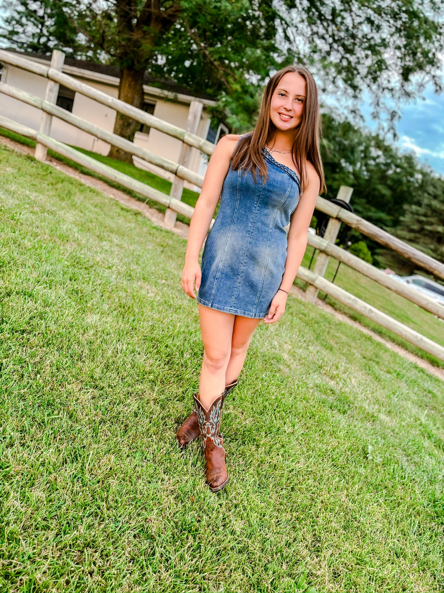 Denim Obsessed One Shoulder Dress