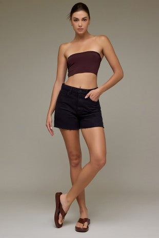 Hidden Black Side Slit Mom Shorts