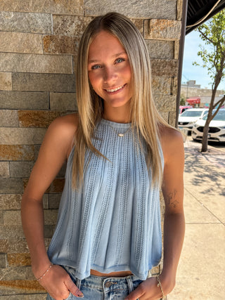 Baby Blue Sleeveless Knit Tank