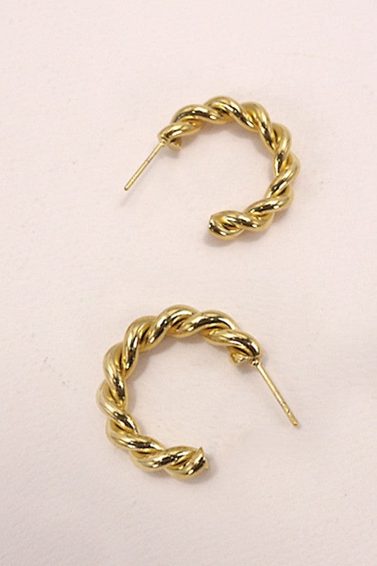 Gold Twist Hoop Earrings