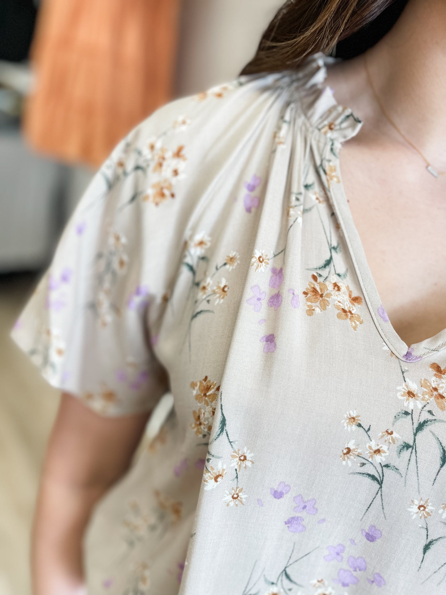 Embracing Beauty Taupe Floral Top