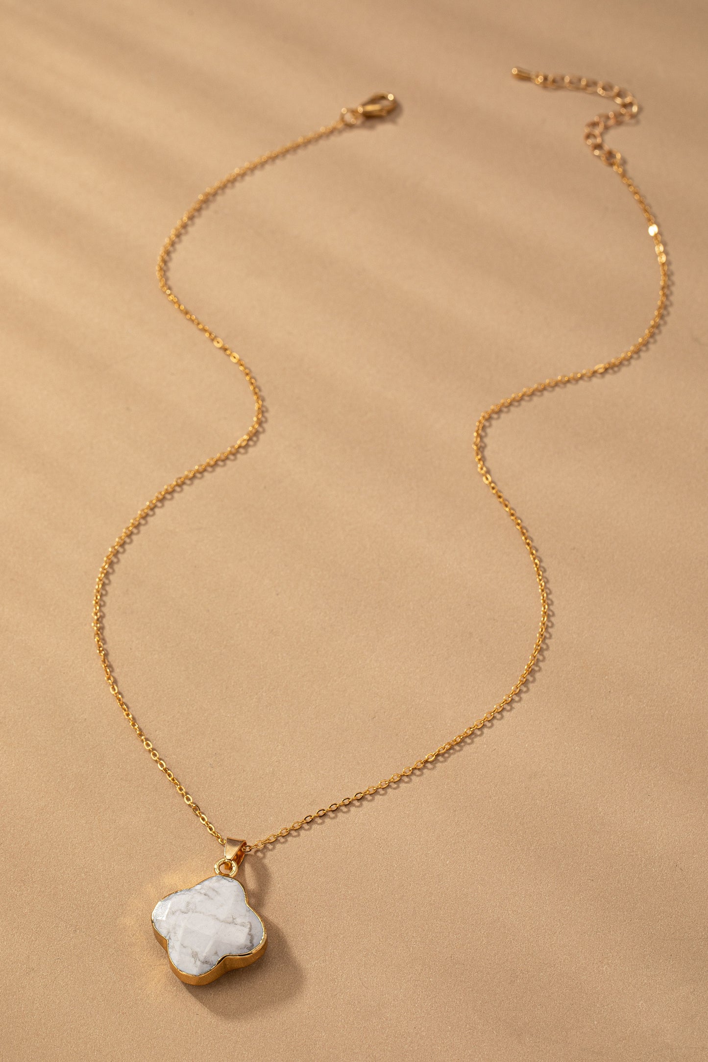 Semi-Precious Clover Shape Stone Necklace