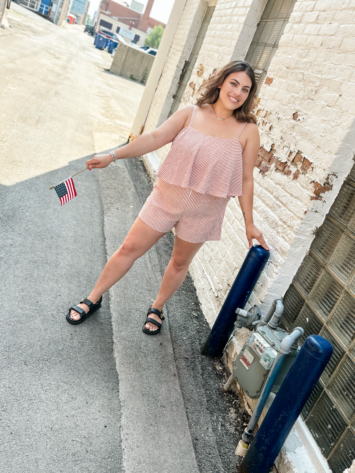 Let Freedom Ring Red Striped Romper