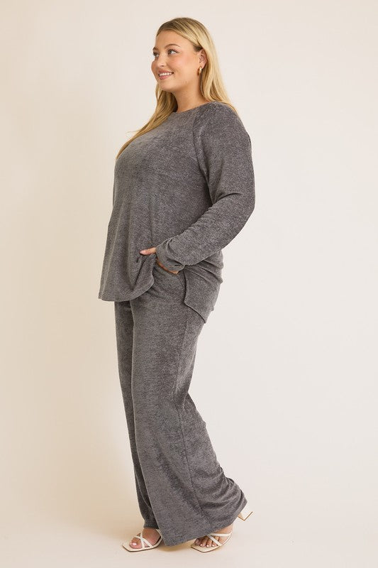 Curvy Winter Grey Cozy Lounge Set