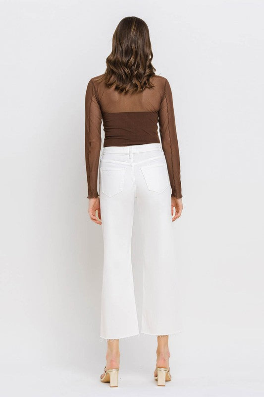 Vervet High Rise White Wide Leg Crop Denim