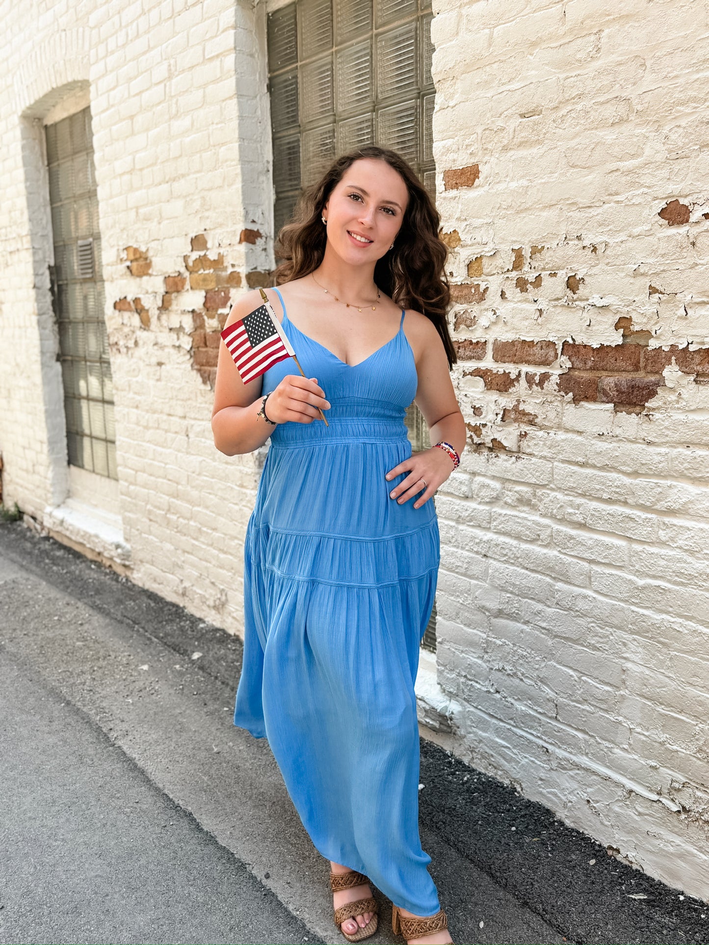 Heading South Blue V Neck Maxi Dress