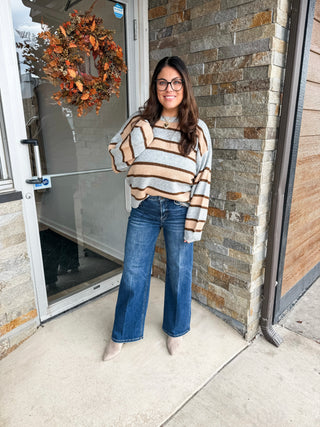 Grey Honey Bee Stripe Sweater