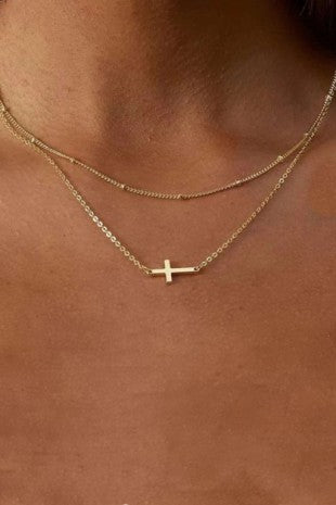 Gold Cross Layered Necklace
