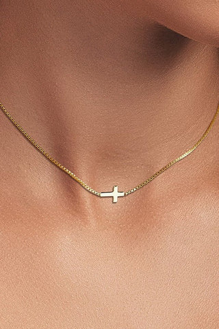 Gold Free Style Cross Necklace