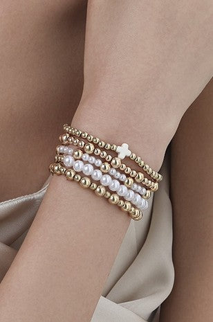 Gold Multi Pearl Chain Bracelets