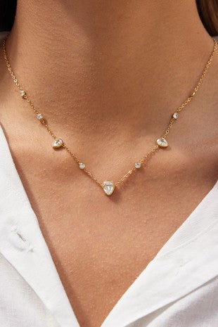 Gold Crystal Drop Necklace