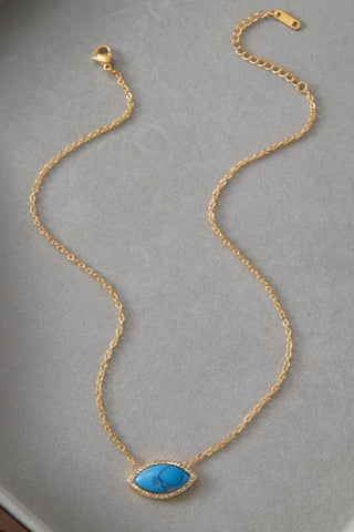 Gold Turquoise Free Stone Necklace
