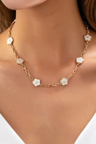 Gold Enamel Floral Necklace