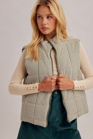 Green Stripped Padded Vest