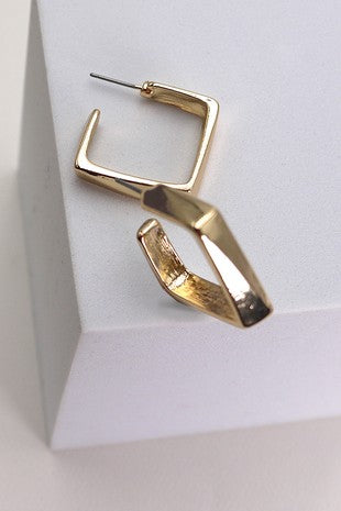 Gold Square Hoop Earring