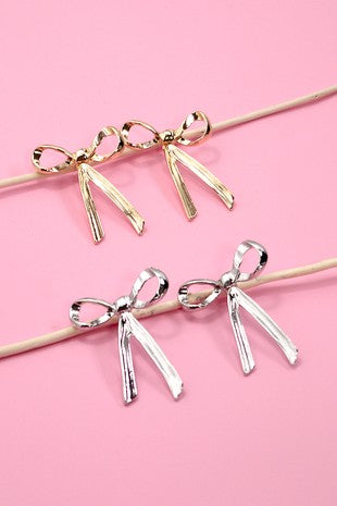 Movable Bow Stud Drop Earrings