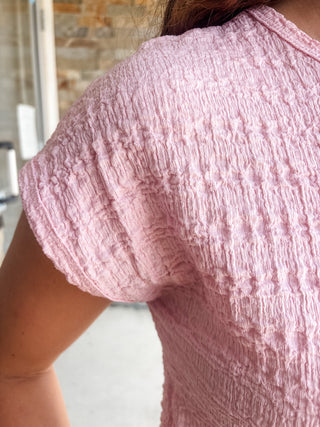 Baby Pink Textured Cap Sleeve Top