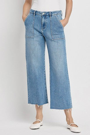 Lovervet Curvy High Rise Utility Wide Leg Denim