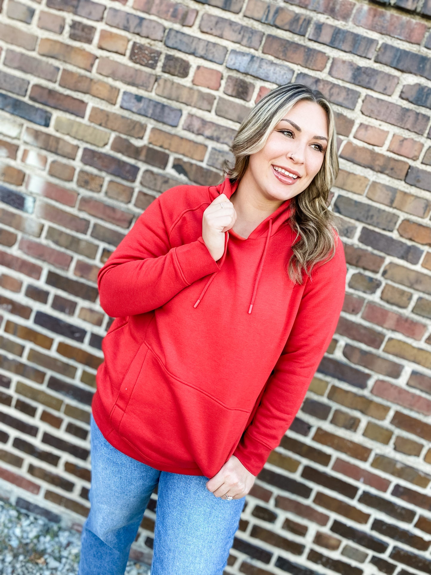 Night Game Ready Curvy Red Hoodie