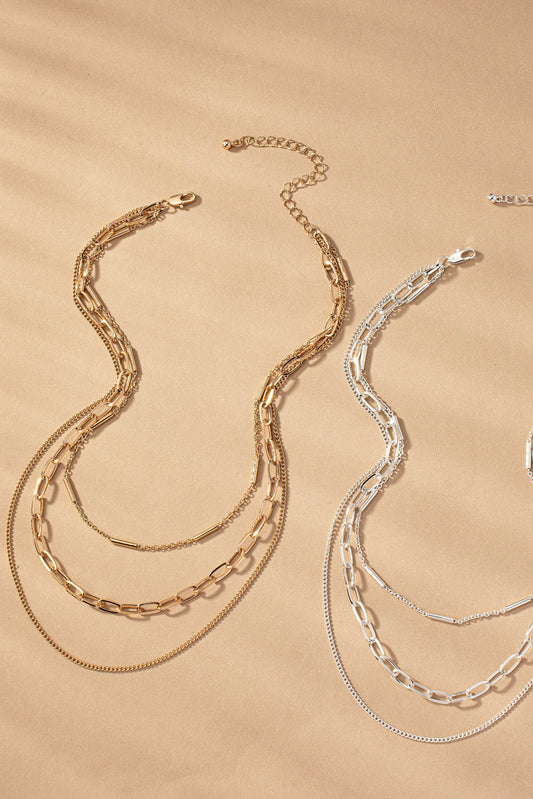 3 Row Mixed Chain Necklace