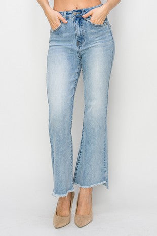 Risen High Rise Crop Flare Denim