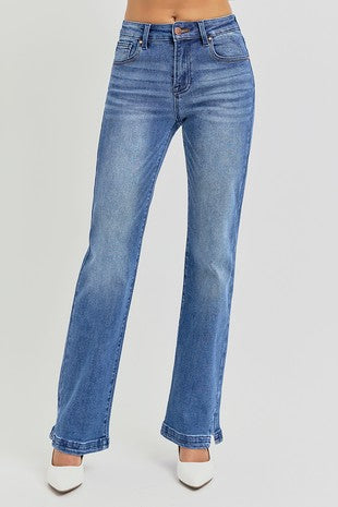 Risen Mid Rise Ankle Straight Jeans