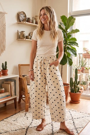 Black Polka Dot Barrel Leg Pants