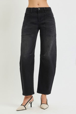 Risen Black Mid Rise Pocket Jean