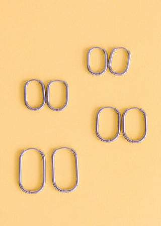Pierced Co Rectangle Silver Huggies: 10mm