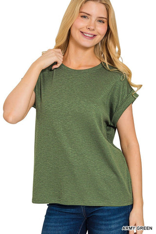 Army Green Modal Slub Tee - Modern Creek Boutique
