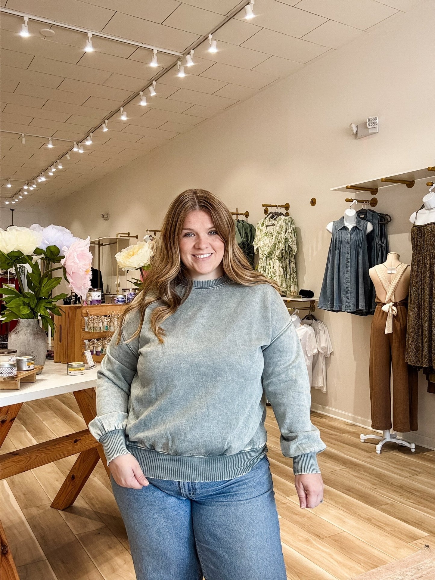 Ash Jade Mineral Washed Sweatshirt - Modern Creek Boutique