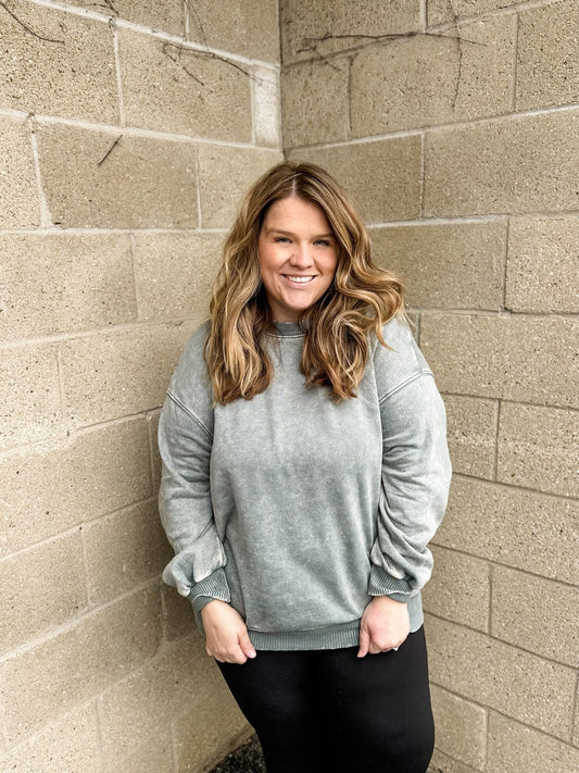 Ash Jade Mineral Washed Sweatshirt - Modern Creek Boutique