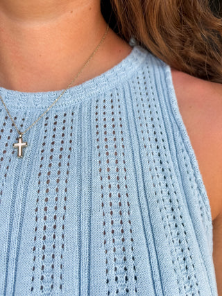 Baby Blue Sleeveless Knit Tank - Modern Creek Boutique