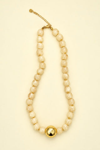 Barrel Beaded Gold Ball Centerpiece Necklace - Modern Creek Boutique