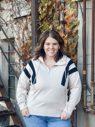 Beige French Terry Colorblock Hoodie - Modern Creek Boutique