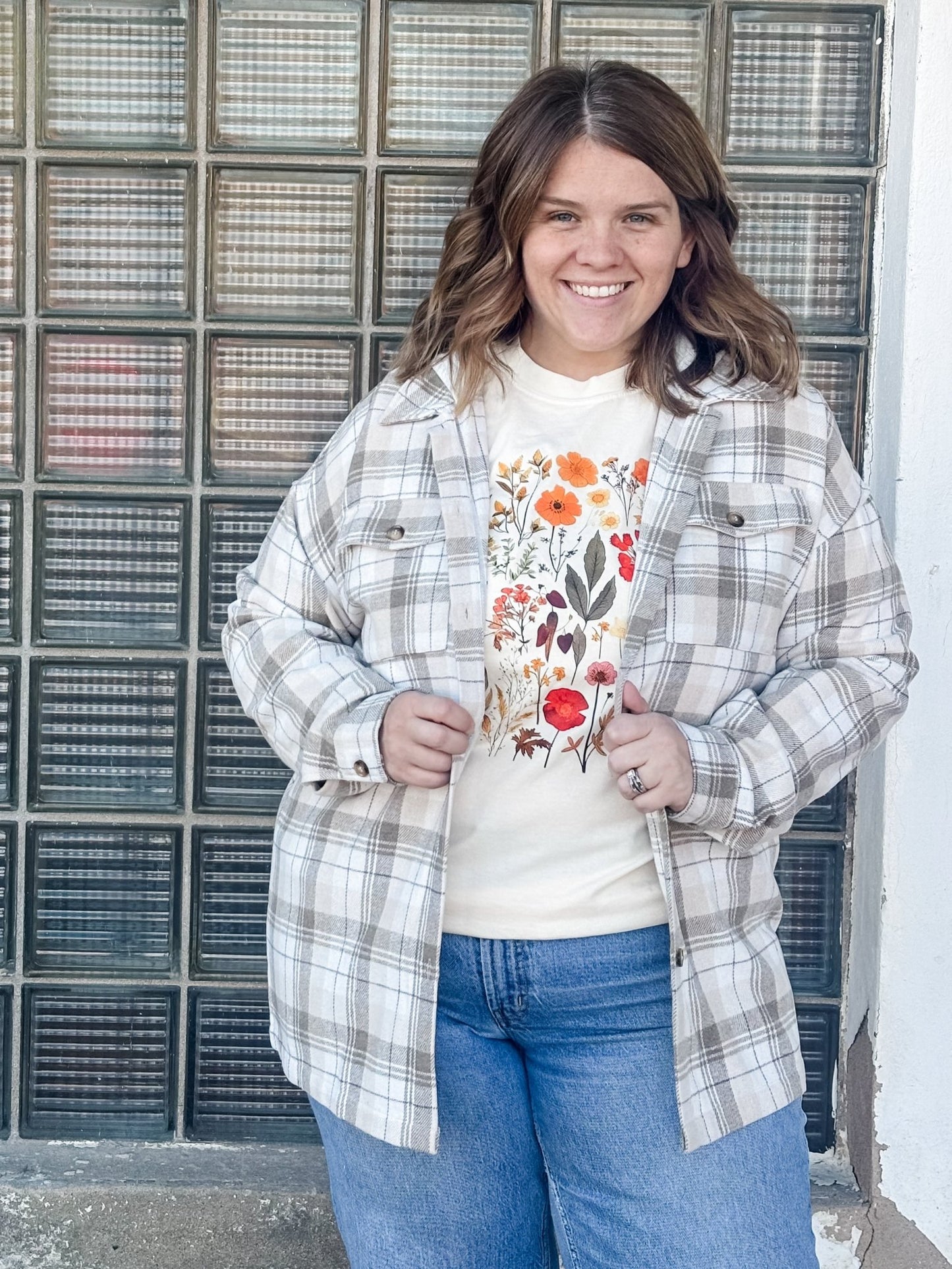 Beige Plaid Hoodie Shacket - Modern Creek Boutique