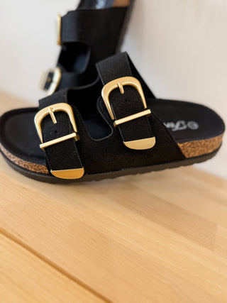 Black Double Cork Sandals - Modern Creek Boutique