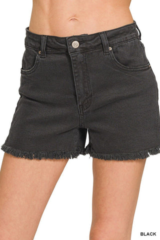 Black Frayed Cutoff Hem Shorts - Modern Creek Boutique