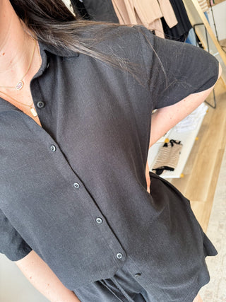 Black Linen Shorts Set - Modern Creek Boutique
