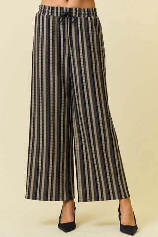 Black Mocha Striped Wide Leg Pant - Modern Creek Boutique