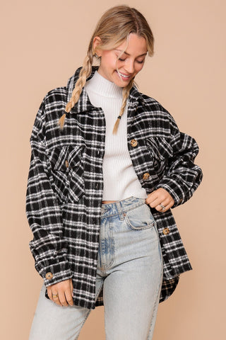 Black Plaid Print Shacket - Modern Creek Boutique