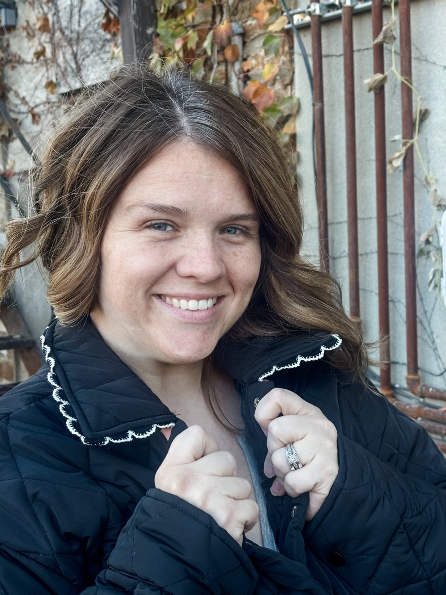 Black Scallop Trimmed Quilted Jacket - Modern Creek Boutique