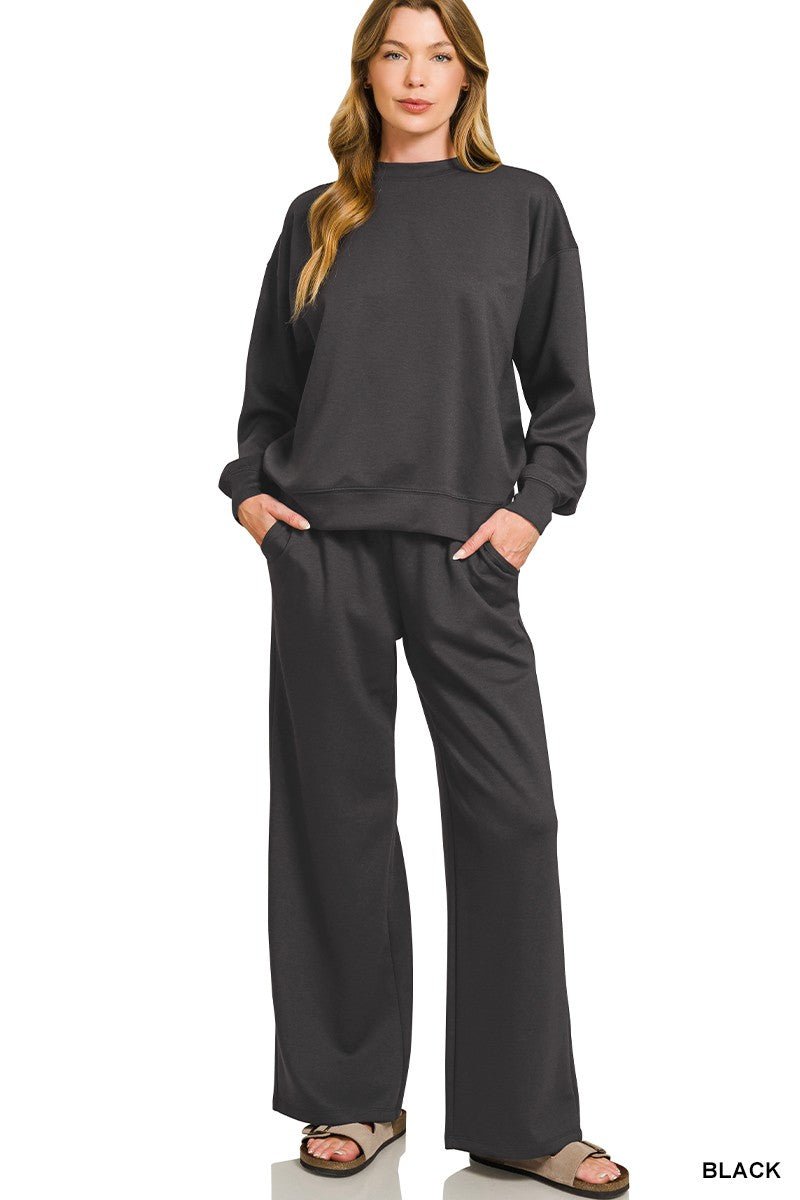Black Scuba Crewneck Matching Set - Modern Creek Boutique