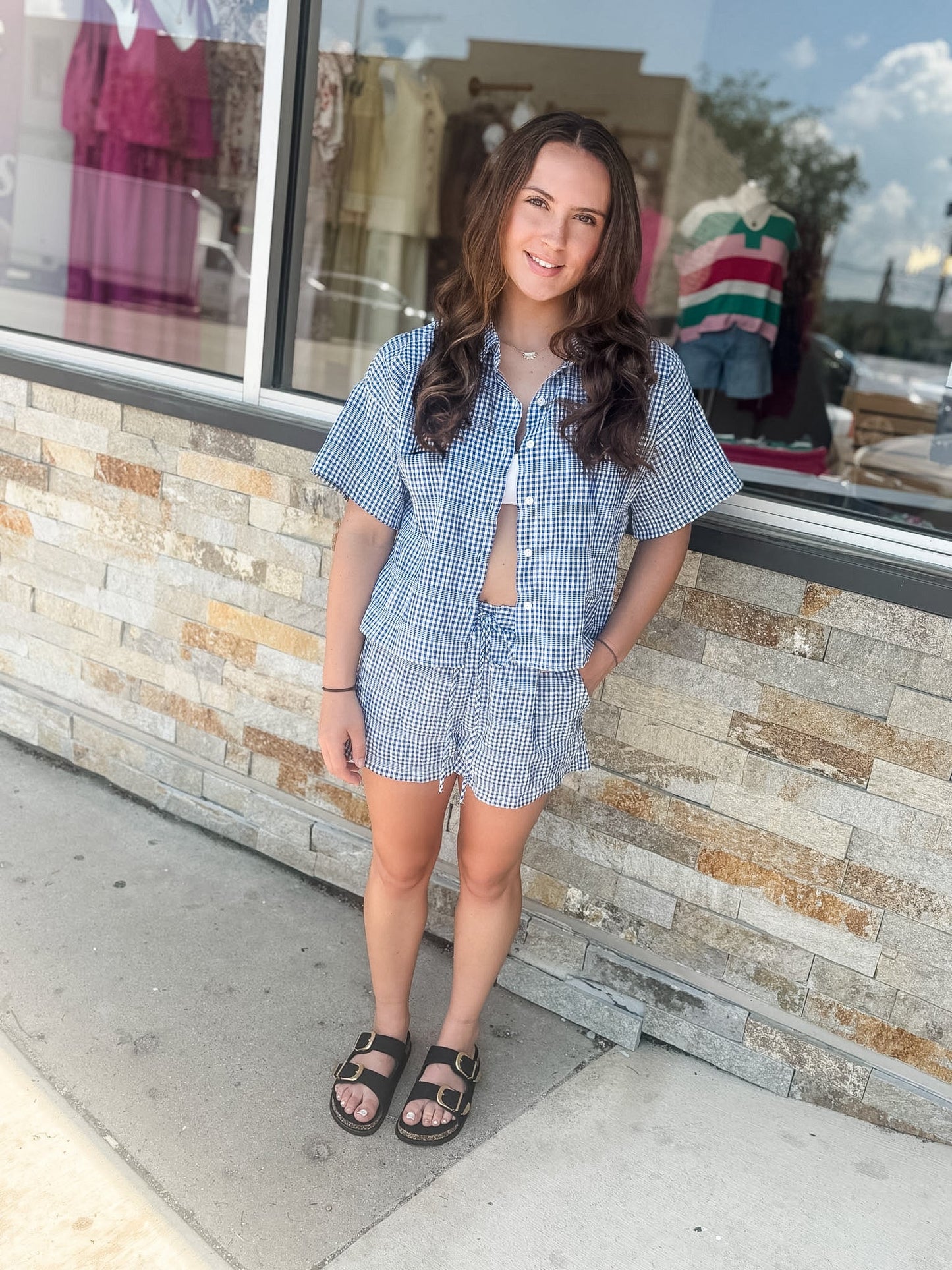 Blue Gingham Shorts Set - Modern Creek Boutique
