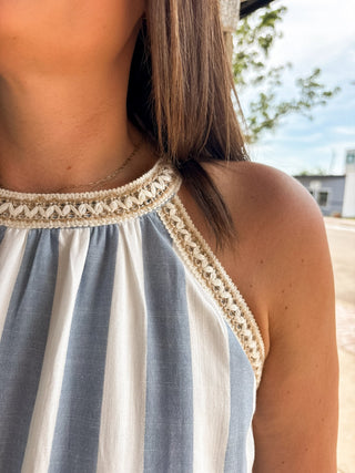 Blue Striped Halter Maxi Dress - Modern Creek Boutique